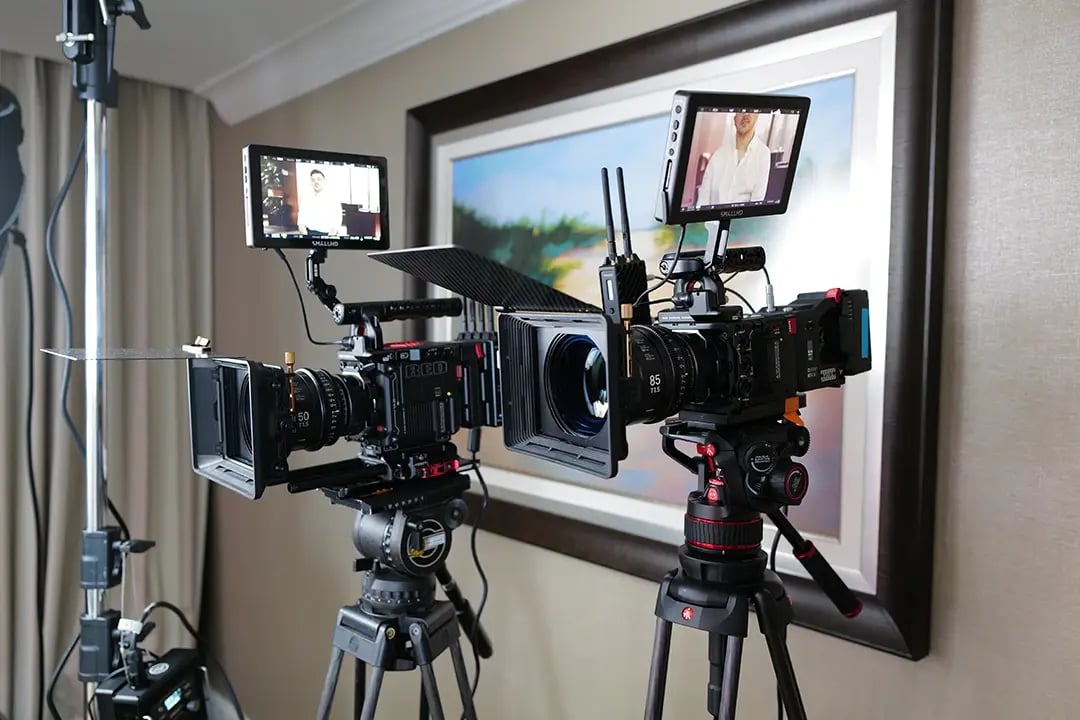 cinema cameras are used to film a personalized video production